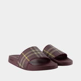 Furley Large Check Sandals - Burberry - Synthetic - Burgundy