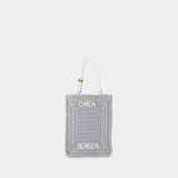 Pearl Mini 灰色合成材质迷你珍珠购物包
