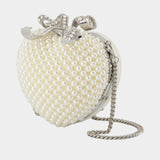 Pearl Heart Clutch - SELF PORTRAIT - Polyester - White