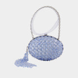 Oval Crystal Chain Clutch Bag - SELF PORTRAIT - Synthetic - Purple