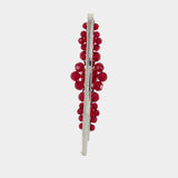 Large Flower Hair Clip - Simone Rocha - Brass - Red