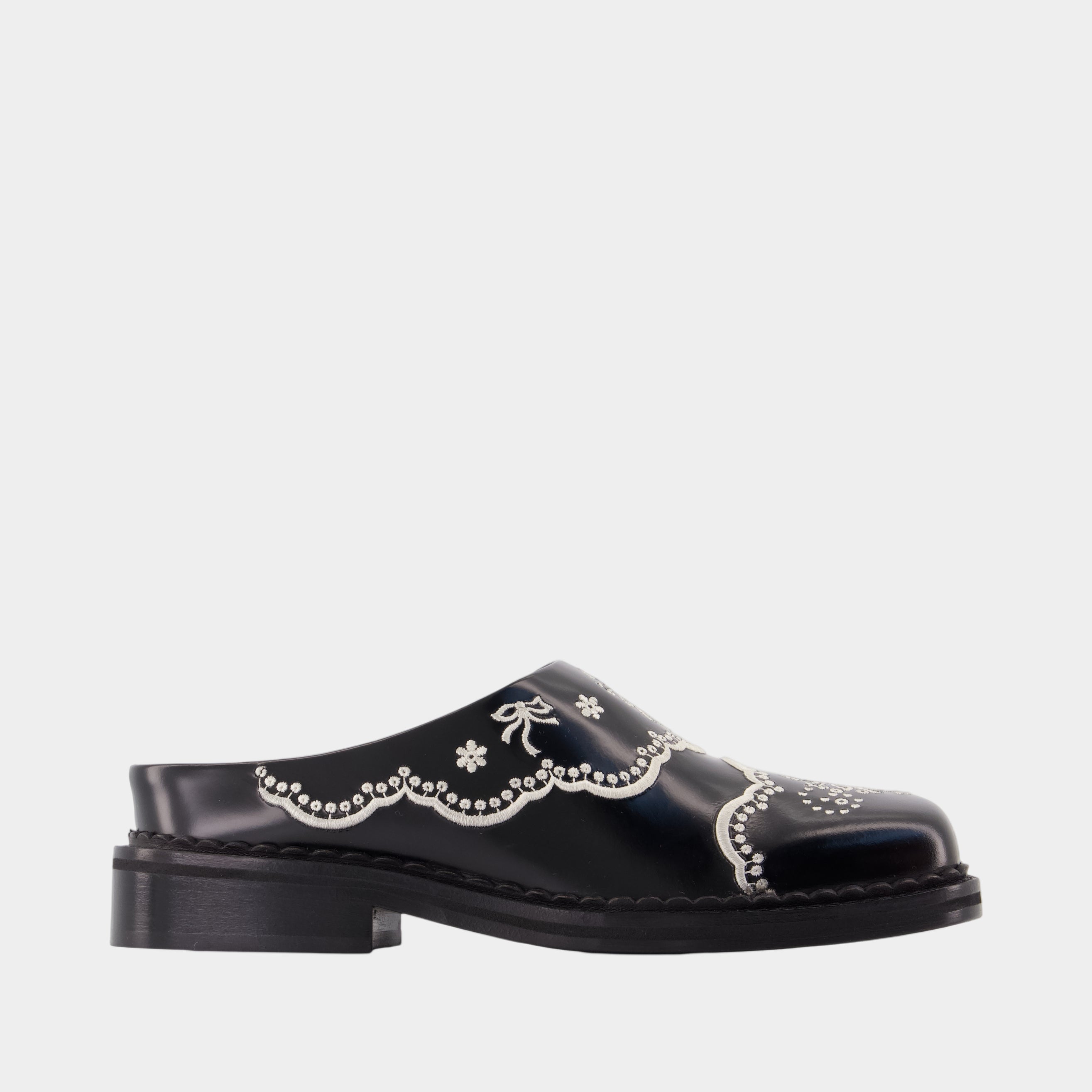 Floral Lace Mules - Simone Rocha - Leather - Black