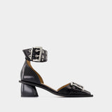 Feminine Open Cut Pumps - Ganni - Synthetic - Black
