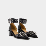 Feminine Open Cut Pumps - Ganni - Synthetic - Black