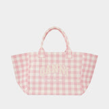Xxl Pocket Shopping Bag - Ganni - Cotton - Pink