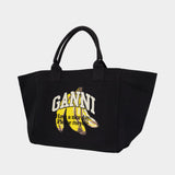 Xxl Banana Shopper Bag - Ganni - Cotton - Black