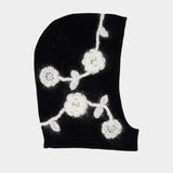 Crochet Flowers Beannie - Ganni - Wool - Black