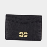 Bou Grained Gold Card Holder - Ganni - Synthetic - Black