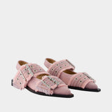 Ballerinas Feminine Buckle Fringed - Ganni - Synthetic - Pink