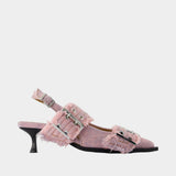 Feminine Buckle Kitten Fringed Court shoes - Ganni - Synthetic - Pink