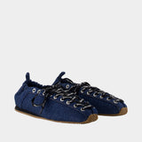 Lace Up Sporty Ballerinas - Ganni - Synthetic - Blue