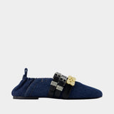 Ballerinas Sue Triple Fringed - Ganni - Cotton - Blue