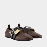 Sue Triple Ballerinas - Ganni - Synthetic - Brown