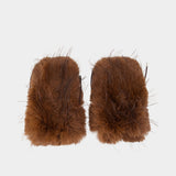 Straight Pile Mittens - Ganni - Wool - Brown