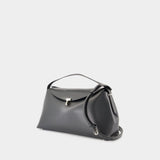 T-Lock Top Handle棕色小牛皮T型扣手提包单肩包