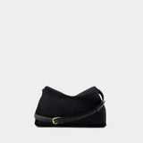 T-Lock Pony Hair 黑色小牛皮仿马毛T型锁手拿包