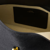 T-Lock Pony Hair 黑色小牛皮仿马毛T型锁手拿包