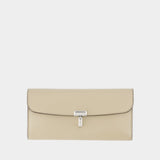T-Lock米色T型扣小牛皮钱包