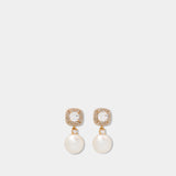 Crystal Pearl Earrings - SELF PORTRAIT - Metal - Gold