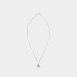 Man. Diamante Heart 西太后黑色水晶爱心金属吊坠项链