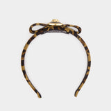 Plain Pony Ribbon Tassel棕色马毛美杜莎徽标蝴蝶结发箍