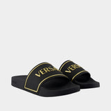 Rubber Embossing Versace Slides - Versace - Synthetic - Black