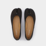 Ballerina Tabi 黑色牛皮平底鞋