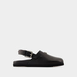 Dolce&Gabbana Logo-Plaque 黑色皮质凉鞋