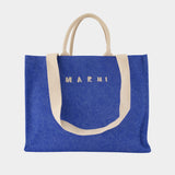 Large Shopper Bag - Marni - Cotton - Blue
