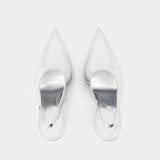 Nina Slingback银色牛皮高跟鞋