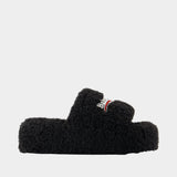 Furry Platform Sandals - Balenciaga - Synthetic - Black