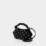 Bou Mini Flower Stud Purse - Ganni - Leather - Black
