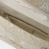 Tommy Beaded白色拼色人造丝手拿包