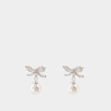 Bow Earrings - SELF PORTRAIT - Pearl - Silver