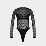 Moonogram Mesh Flock Bodysuit T-Shirt - Marine Serre - Other - Black