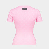 Faded Moon Ss Baby T-Shirt - Marine Serre - Cotton - Pink