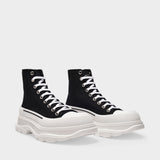 Tread Slick Sneakers 黑白拼色高帮帆布橡胶厚底鞋