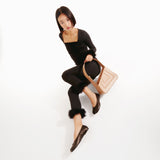 Ballerina Tabi 黑色牛皮平底鞋