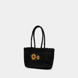 Square Bag - Rouje - Raffia - Black