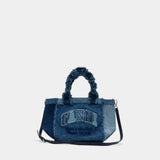 Small Trapeze Shopper Bag - Ganni - Cotton - Blue