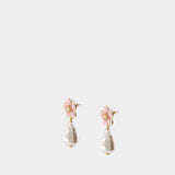 Flower Pearl Drop Earrings - SELF PORTRAIT - Synthetic - Pink