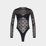 Moonogram Mesh Flock Bodysuit T-Shirt - Marine Serre - Other - Black