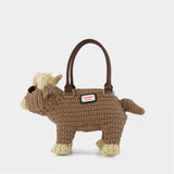 Cursed Highland Cow Purse - Charles Jeffrey Loverboy - Cotton - Brown