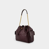 Charlie Large Shoulder Bag - Tory Burch - Leather - Burgundy
