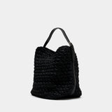 Belted Raffia Shopper Bag - TOTEME - Raffia - Black