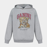 Isoli Beaded Baby Tiger Print Hoodie - Ganni - Cotton - Grey