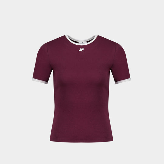 Signature T-Shirt - Courreges - Cotton - Burgundy