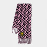 Moon Lozenge Scarf - Marine Serre - Wool - Pink