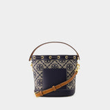 Tory Burch T Monogram Bucket海军蓝棉质包