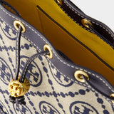 Tory Burch T Monogram Bucket海军蓝棉质包